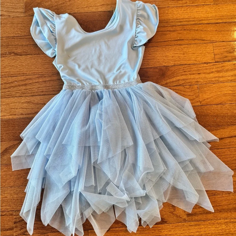 Disney Frozen II Girls Light Blue Dance Dress Short Sleeve Size 4T - Picture 4 of 6